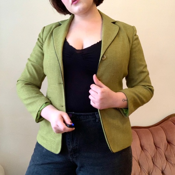 Vintage 90s Green Suit - Skirt & Blazer - Size 8 - Picture 2 of 9